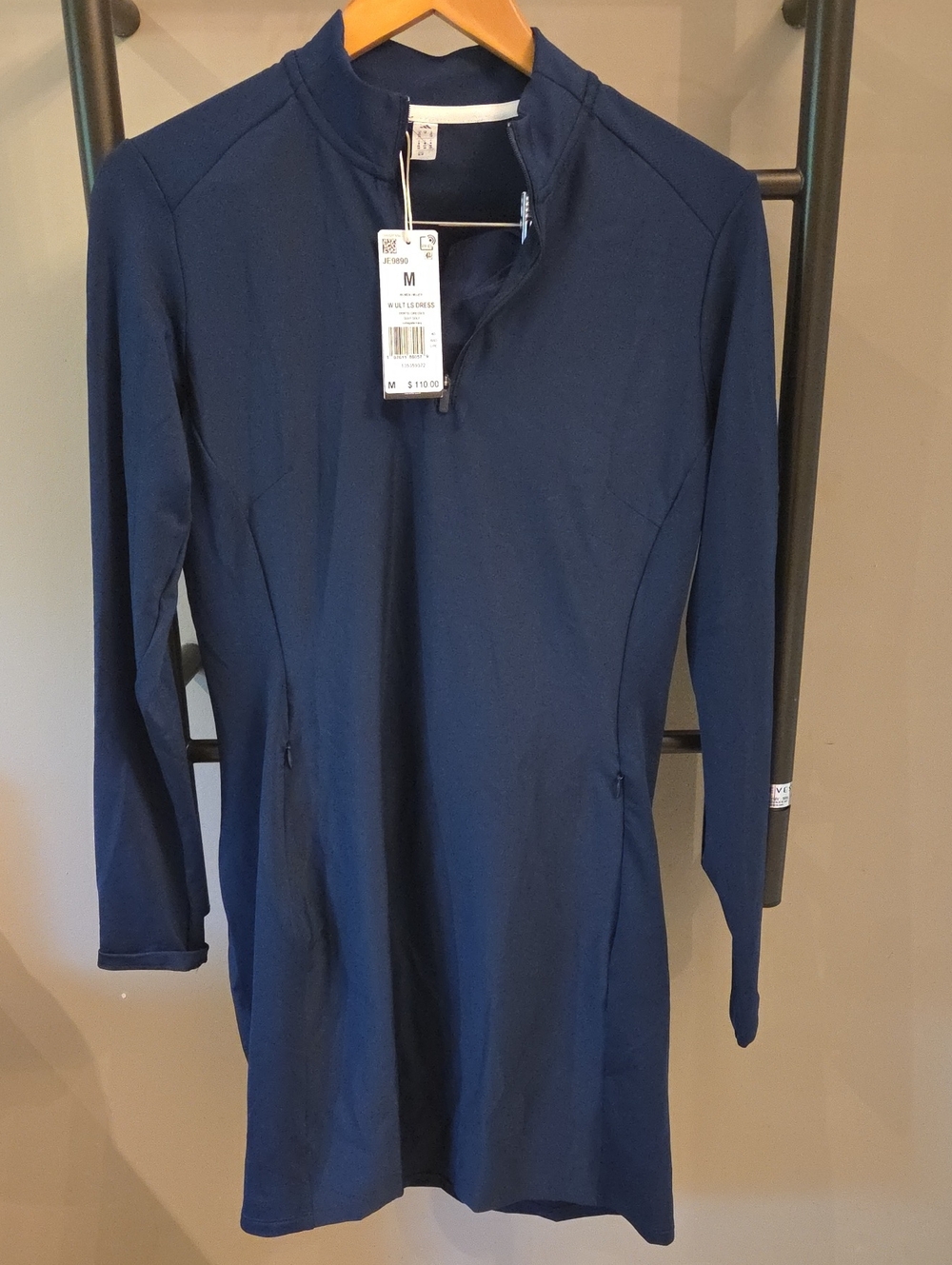 Adidas Women’s Navy Long-Sleeve Quarter-Zip Golf Dress